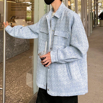 AIDASE  -  trendy men's jacket Metal Snap Design 2025 summer new pocket decoration lapel long sleeve men coats fashion tops 21E6542 aidase-shop